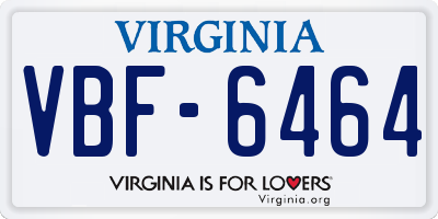 VA license plate VBF6464