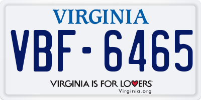 VA license plate VBF6465