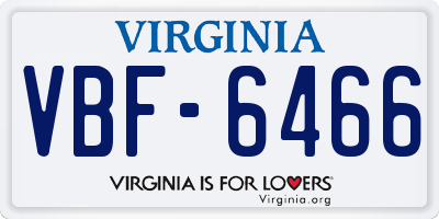 VA license plate VBF6466
