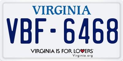 VA license plate VBF6468