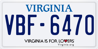 VA license plate VBF6470
