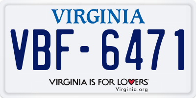 VA license plate VBF6471