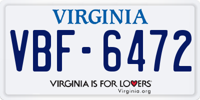 VA license plate VBF6472