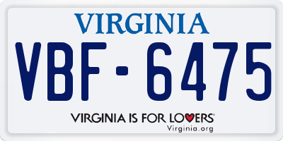 VA license plate VBF6475