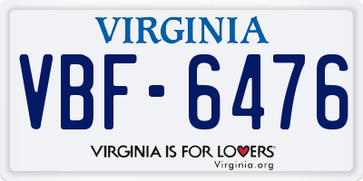 VA license plate VBF6476