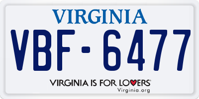 VA license plate VBF6477