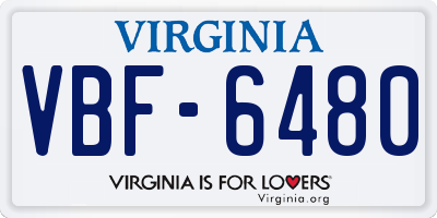 VA license plate VBF6480