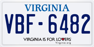 VA license plate VBF6482