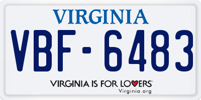 VA license plate VBF6483