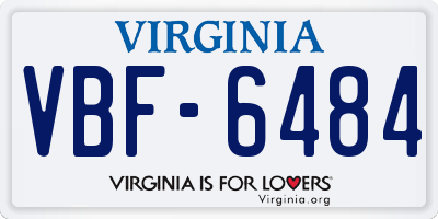 VA license plate VBF6484