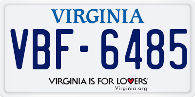 VA license plate VBF6485