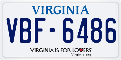 VA license plate VBF6486