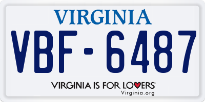 VA license plate VBF6487