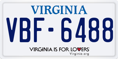 VA license plate VBF6488