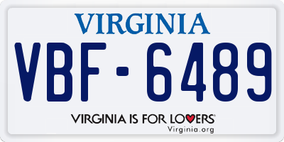 VA license plate VBF6489