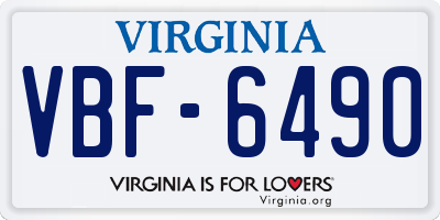 VA license plate VBF6490