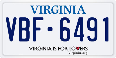 VA license plate VBF6491