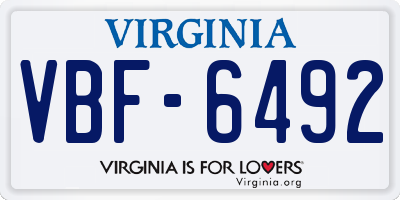 VA license plate VBF6492
