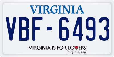 VA license plate VBF6493