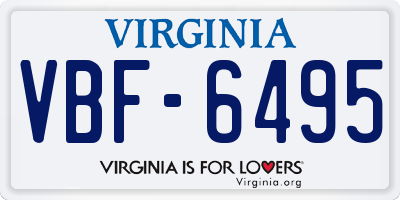 VA license plate VBF6495