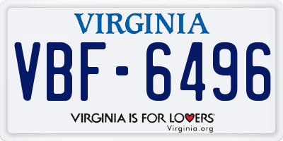 VA license plate VBF6496
