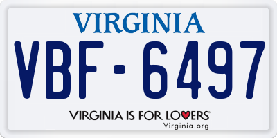VA license plate VBF6497