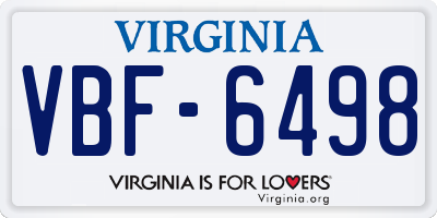 VA license plate VBF6498