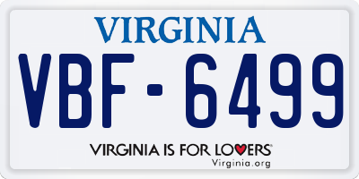 VA license plate VBF6499
