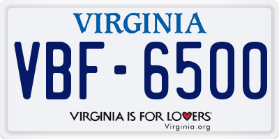 VA license plate VBF6500