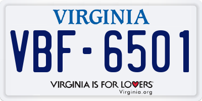 VA license plate VBF6501
