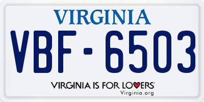 VA license plate VBF6503