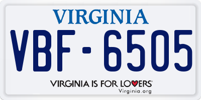 VA license plate VBF6505