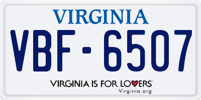 VA license plate VBF6507