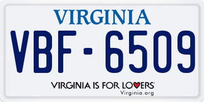 VA license plate VBF6509