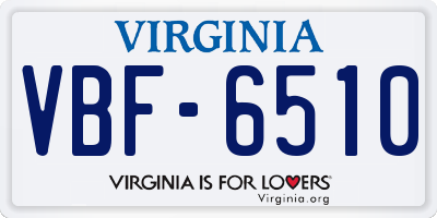 VA license plate VBF6510