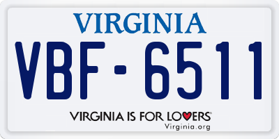 VA license plate VBF6511