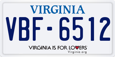 VA license plate VBF6512