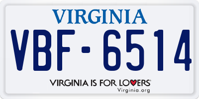 VA license plate VBF6514