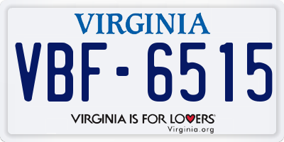 VA license plate VBF6515