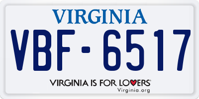 VA license plate VBF6517