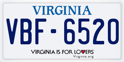 VA license plate VBF6520
