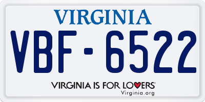 VA license plate VBF6522