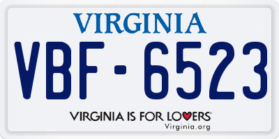 VA license plate VBF6523
