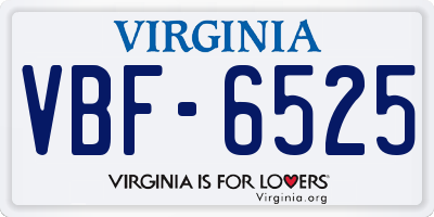 VA license plate VBF6525
