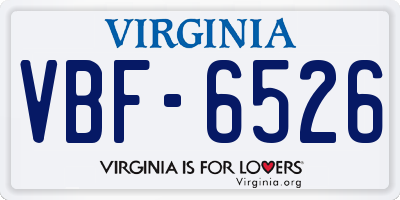 VA license plate VBF6526