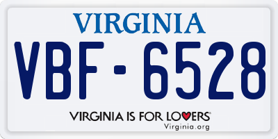VA license plate VBF6528