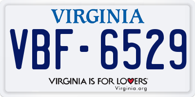 VA license plate VBF6529