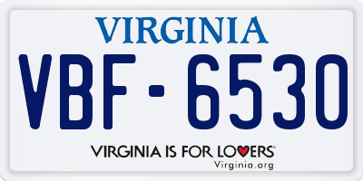 VA license plate VBF6530