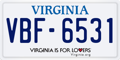 VA license plate VBF6531