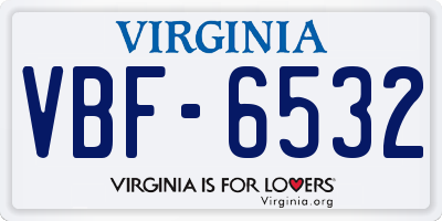 VA license plate VBF6532